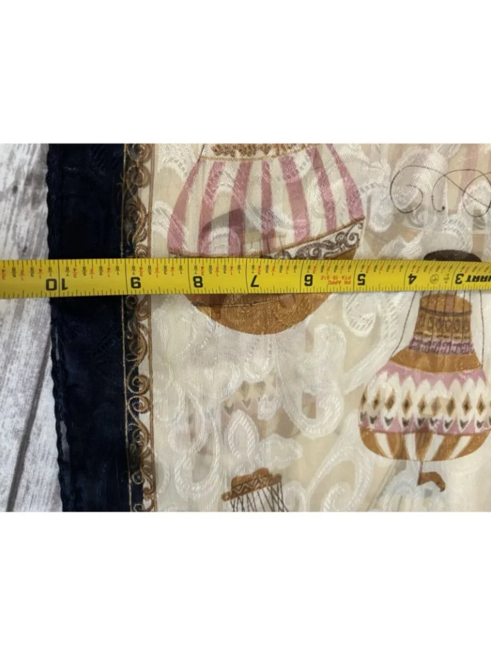 Liz Claiborne Scarf Gold Blue Hot Air Balloon Design Long Skinny Rectangle Neck